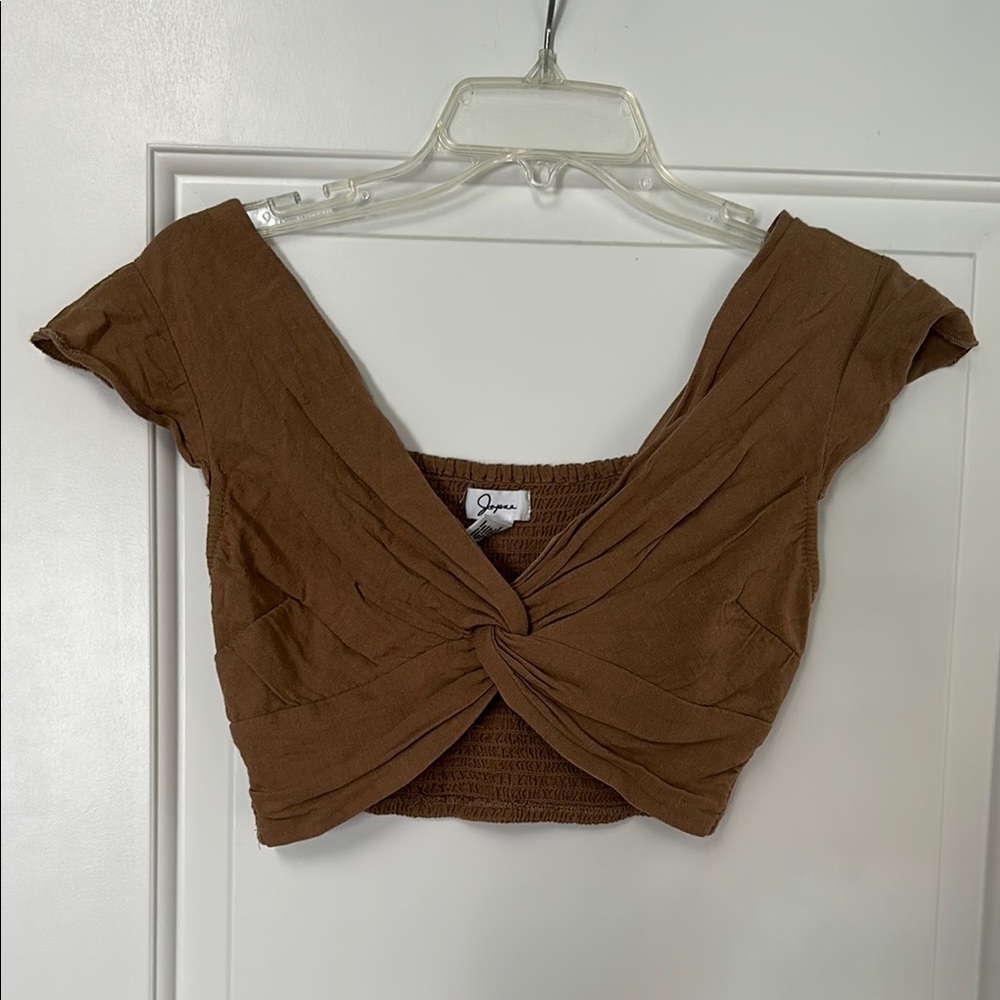 Brown Twist Front Crop Top